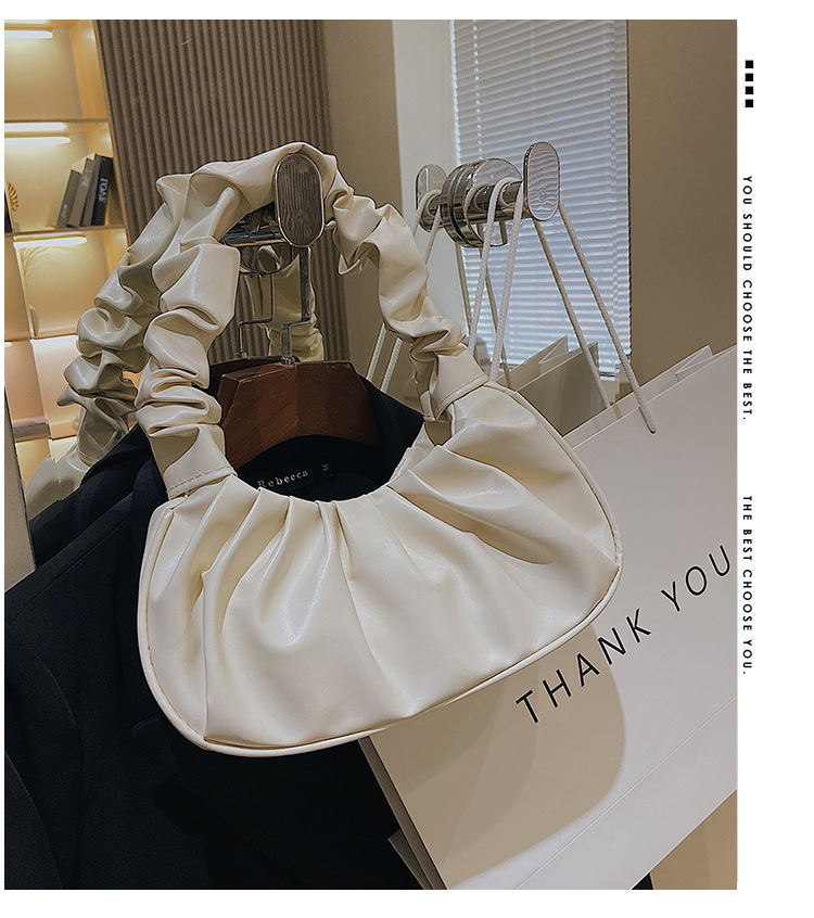 353g Weight Polyester Lining Material Ruched Bag, Sewing Thread Fashion Element Zipper Closure Type Single Shoulder Strap Strap Type Shoulder Bag Bags Type Casual, Daily, Shopping Occasion Pu Leather Material Solid Color Pattern All Seasons Season Women's Gender Classic Style Style Dumpling Shape Shape Women's Pu Leather Solid Color Classic Style Ruched Bag Sewing Thread Dumpling Shape Zipper Shoulder Bag 3