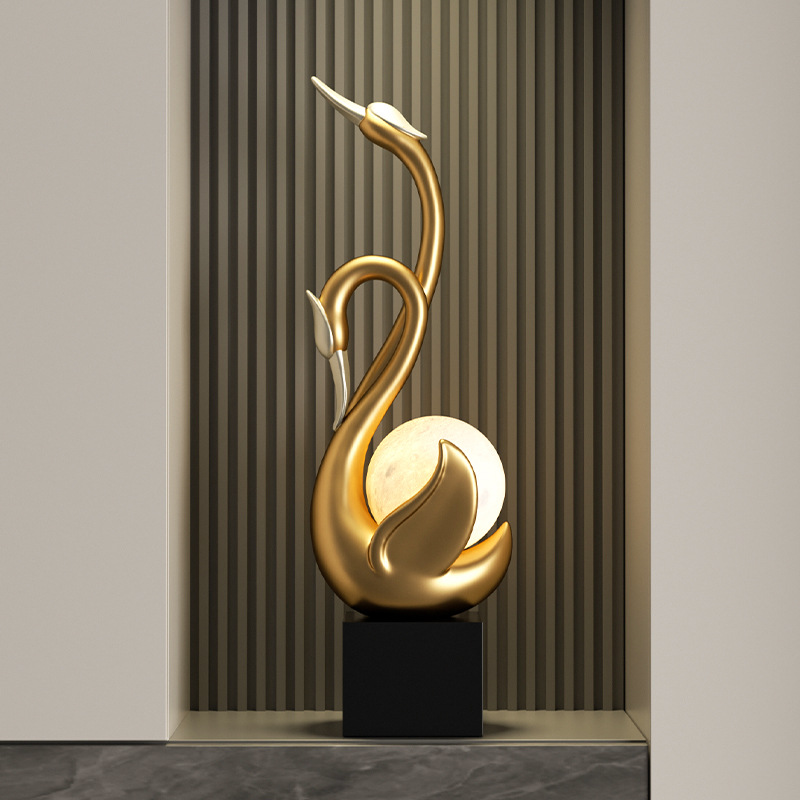 Swan Entrance Niche Ornaments Living Room Accessible Luxury High-End Tv Cabinet Floor Lamp Sofa Next to Decoration Housewarming Gift