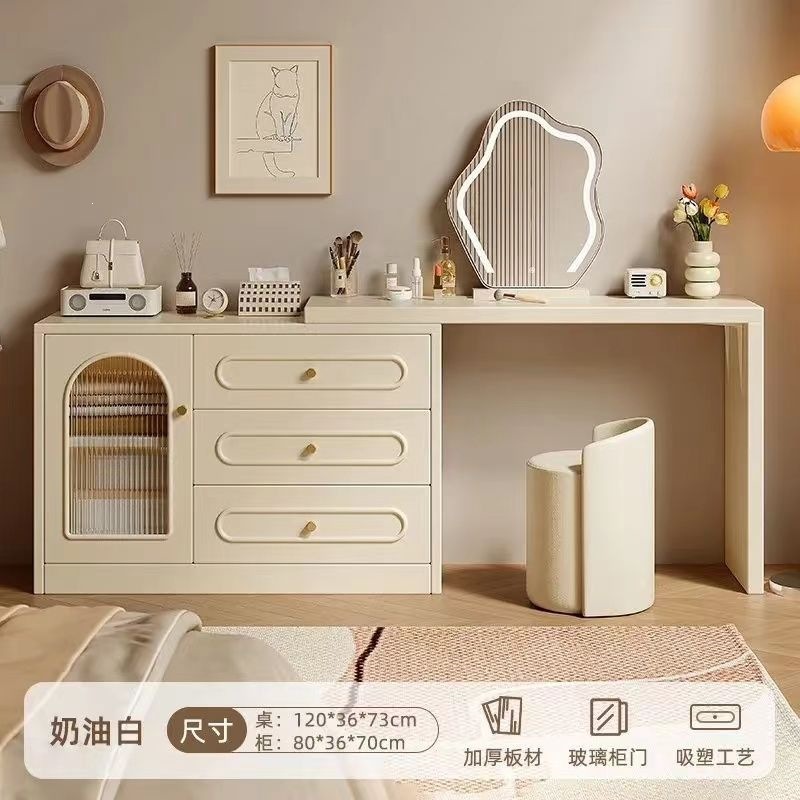 Fábrica directa mesa de tocador dormitorio simple moderna mesa de cabecera mesa de maquillaje gabinete de almacenamiento 2026 nuevo estilo de crema