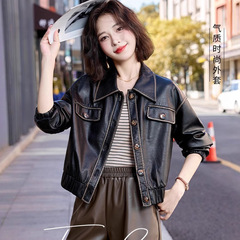 全ネット低価格春秋革服ジャケットショートファッション女装小柄レトロPU機関車服
