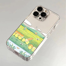 超萌小黄鸭适用iPhone15promax太空手机壳14透明精孔13/12软壳包