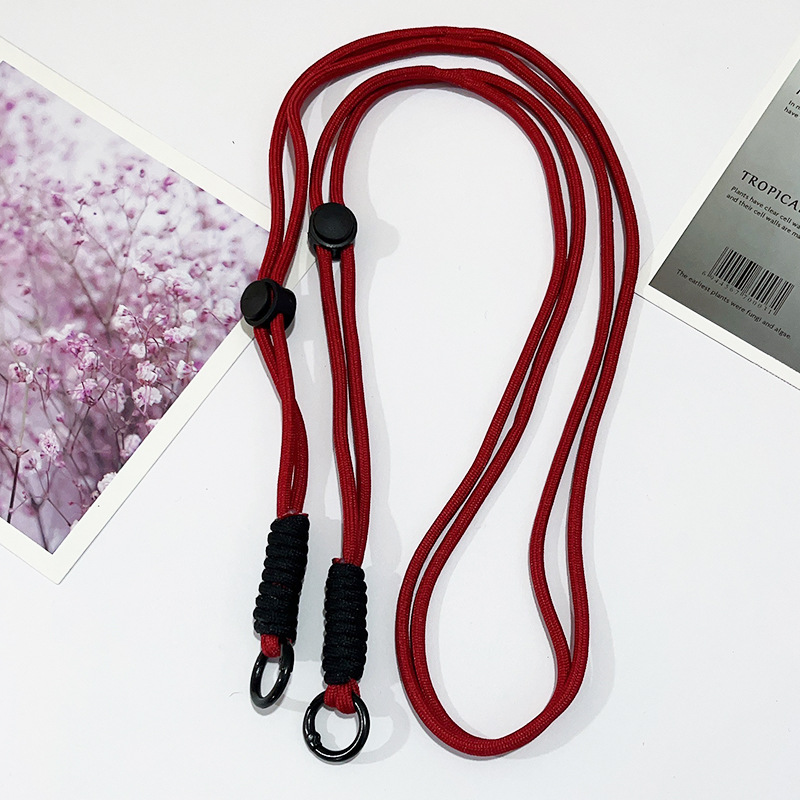 조절 가능한 긴 로프 - 진한 빨간색 검정색 매듭
