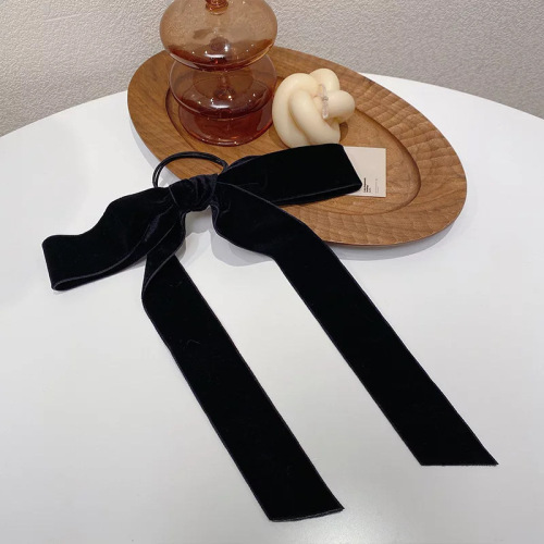 Spring and summer new style headband black velvet hair accessories retro internet celebrity bow large intestine circle headband strap headband