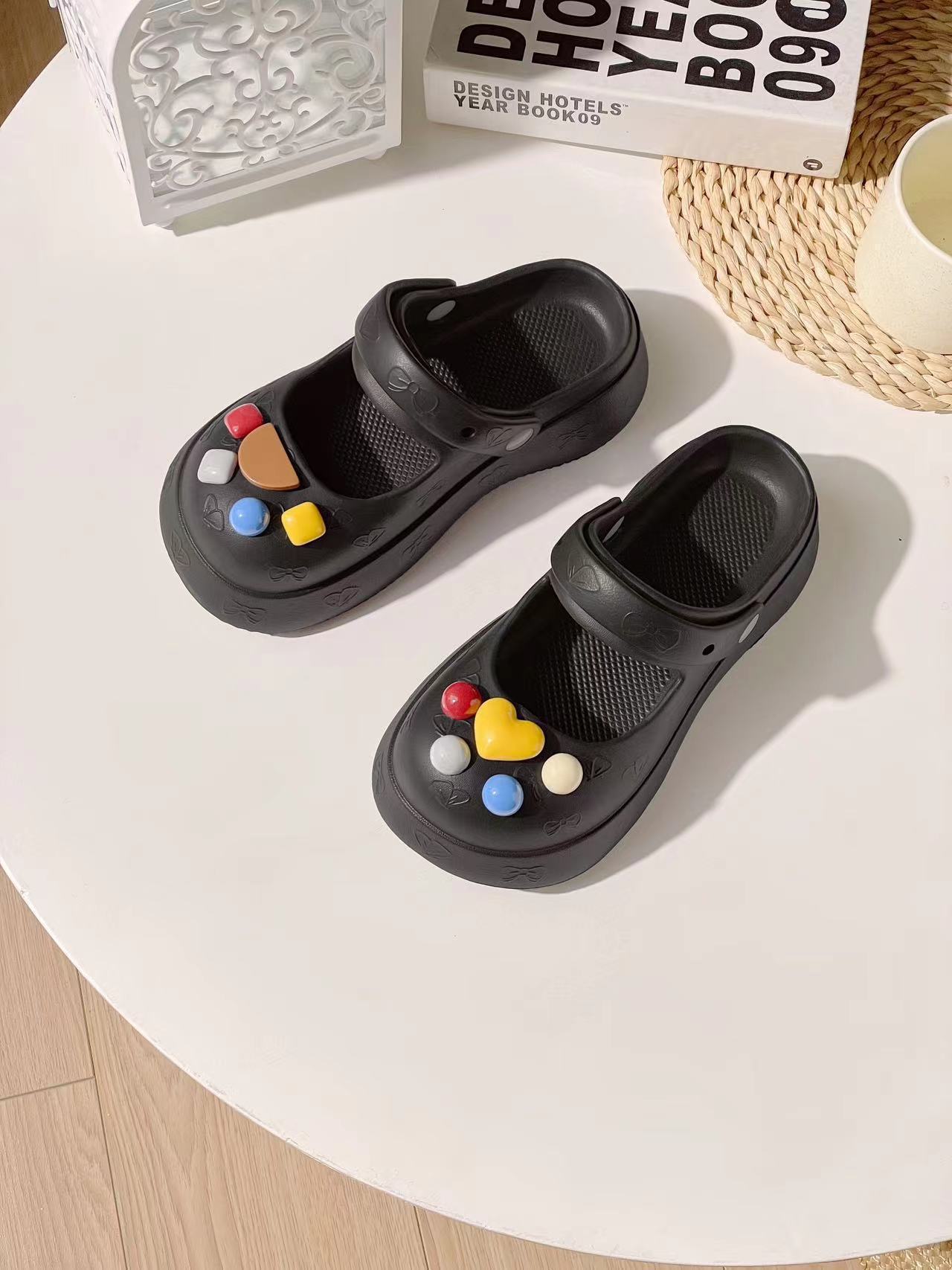 기하학 꽃-블랙