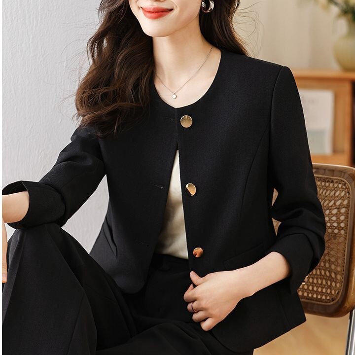 Early Spring New High-End Chanel-Style Short Coat for Women 2026 Spring Black Plus-Size Blazer Short Top for Petite Women
