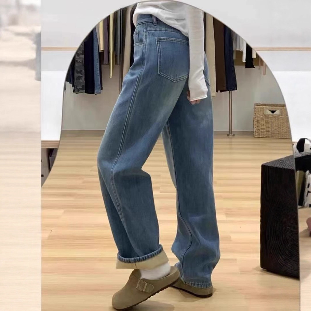 预1306-1很推介（加厚绒）超软冬款牛仔直筒裤-不退换