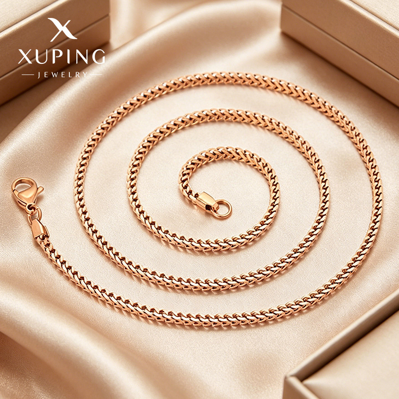 Xuping accesorios de acero inoxidable 18k retro cadenas de estilo simple botón de langosta Europa y América joyas transfronterizas al por mayor