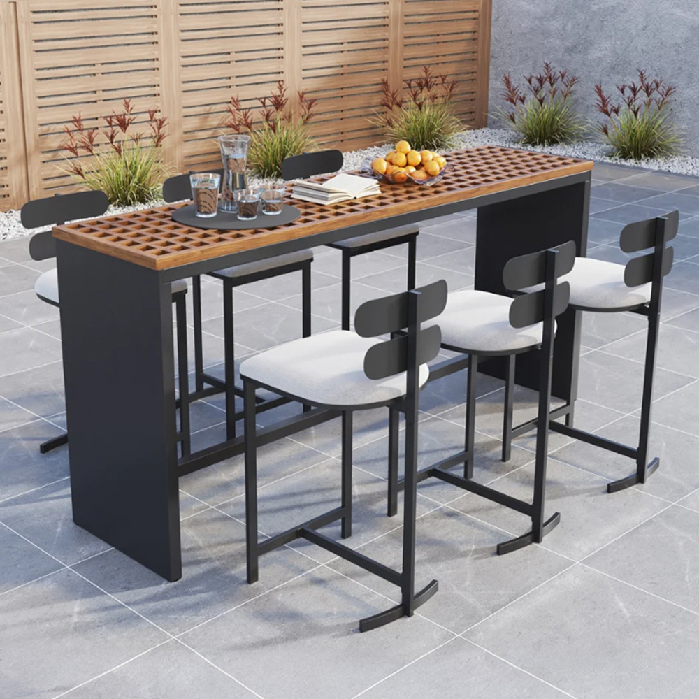 Mesa y silla al aire libre Hotel Residencial Ocio Bar Bar al aire libre Sillas de bar al aire libre Rainproof Sun Rattan Taburetes Muebles de patio