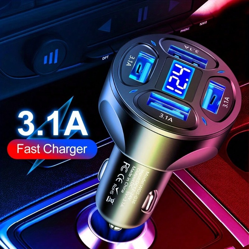 4 Port USB car charging 48W fast 7A mini fast charging suitable mobile phone car charger adapter