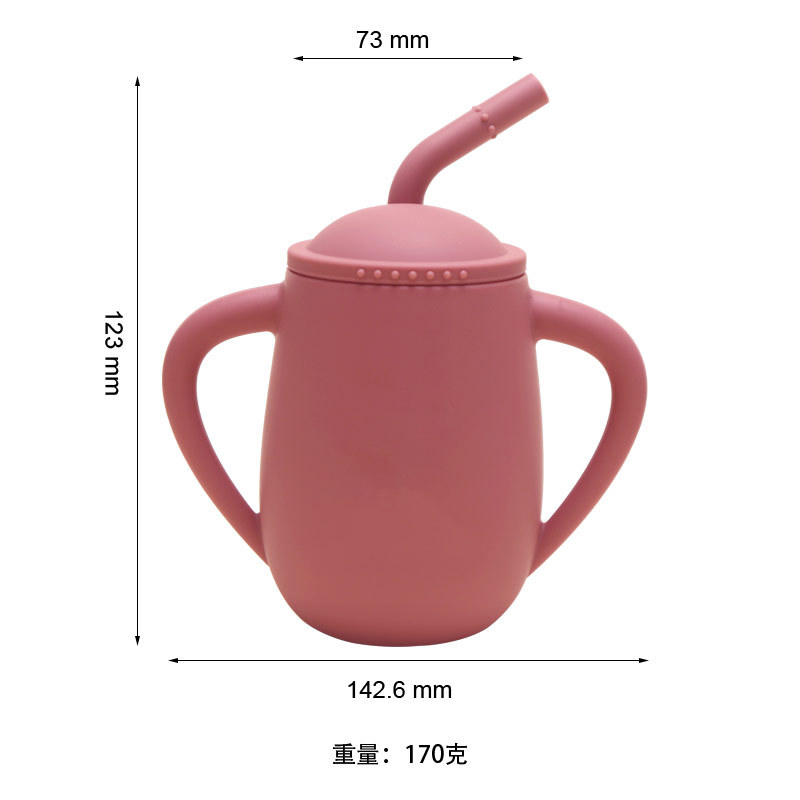 Kotaili taza de beber para bebés una taza de doble propósito beber y chupar agarre binaural diseño antideslizante de silicona paja