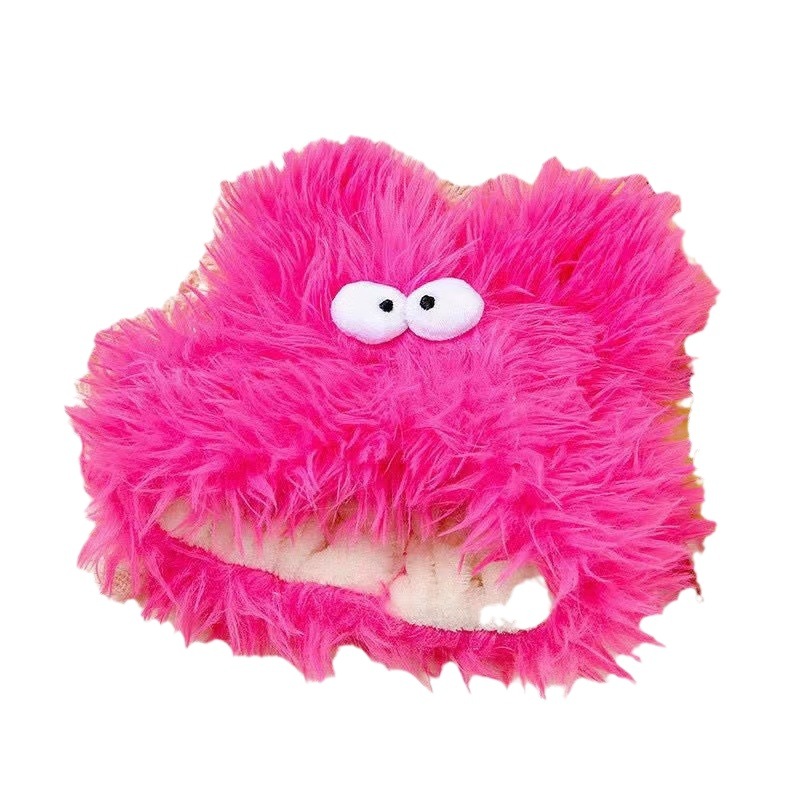 Nueva felpa cosas divertidas ojos grandes de las mujeres lavado de cara banda de pelo de felpa orejas grandes reparación perro accesorios para el cabello maquillaje cabeza