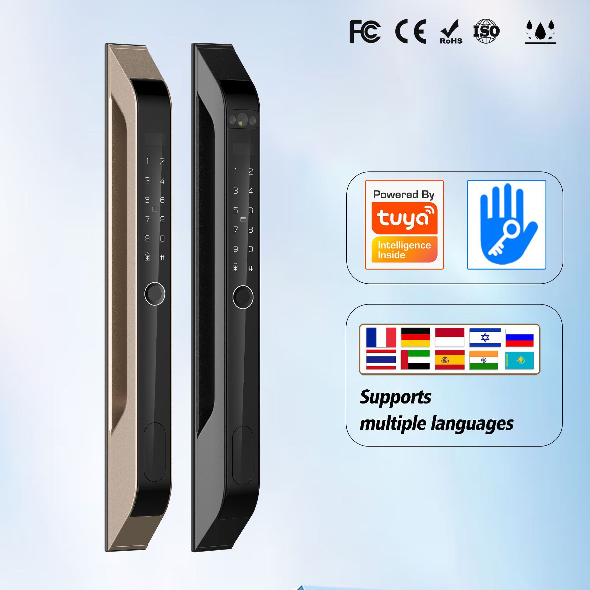 户外3D人脸断桥铝指纹锁推拉门远程开锁平移门智能门锁防伪识别