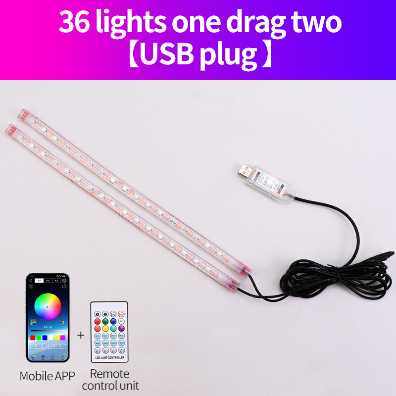 Coche USB Symphony luz ambiental para pies tira de luz decorativa LED de coche luz de ritmo de música de control remoto