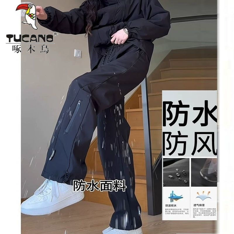 Пр waterproof autumn travel trousers for men and women, American style, plus size, oversize, classic length