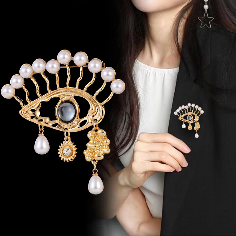 25g Weight Brooches Classification Zinc alloy Material Devil's Eye Pattern Elegant Retro Classic Style Pin Devil's Eye Zinc Alloy Plating Unisex Brooches 4