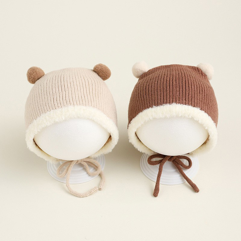 Sombreros para bebés otoño-invierno tipo correa de correa gorra a prueba de viento gorra para bebés hembra gorra para bebés caliente gorra para oídos de invierno