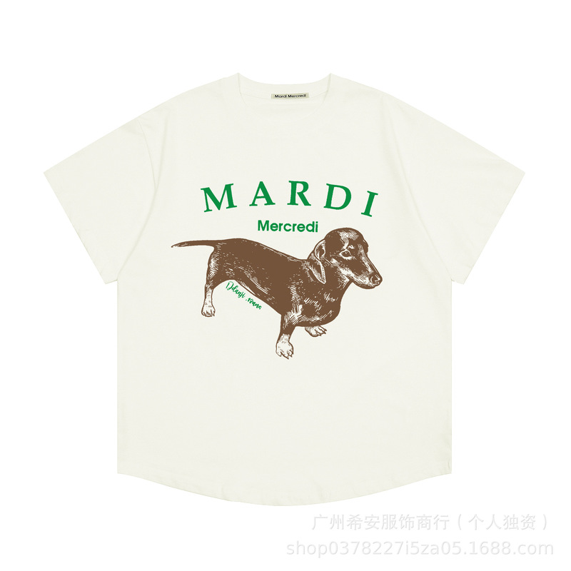 【高品质】韩国mardi雏菊短袖金高银同款腊肠狗T恤情侣百搭上衣女|undefined