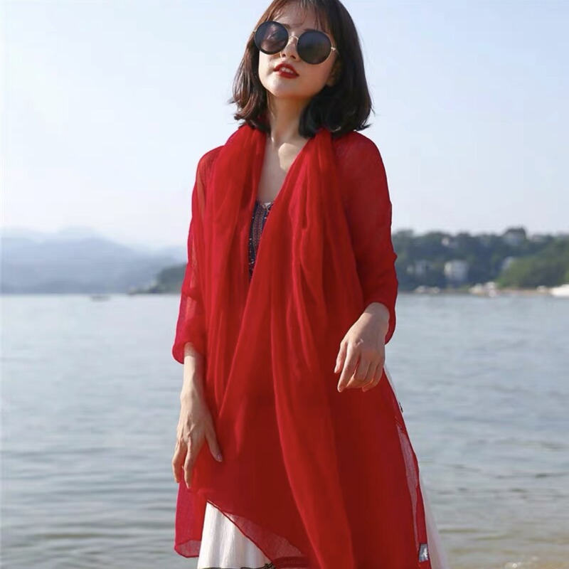 Hot-Selling Solid Color Large Size 70X180 Beach Towel, Suitable for All Seasons, Wrinkle-Resistant, Bright Red Silk Scarf Hot-Selling Solid Color Large Size 70X180 Beach Towel, Suitable for All Seasons, Wrinkle-Resistant, Bright Red Silk Scarf