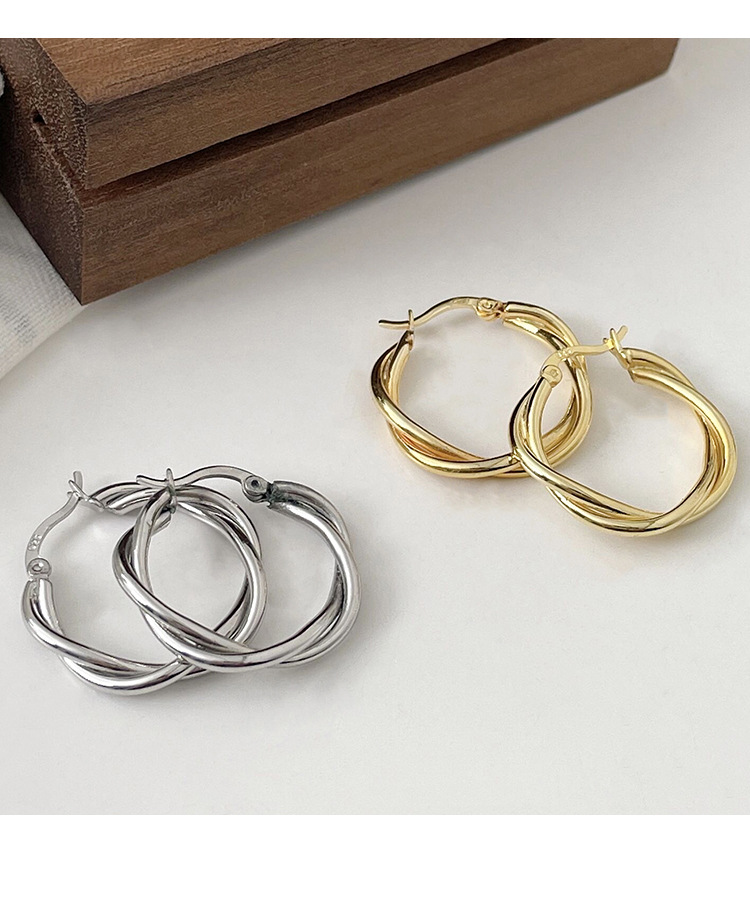 Circle Pattern 1 Pair 925 Sterling Silver Circle Hoop Earrings