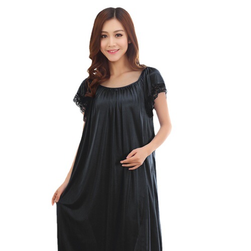 Fattening loose dropshipping thin summer sexy women middle-aged and elderly ladies chiffon nightgown