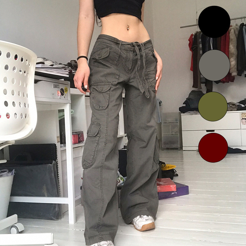 Ins new autumn and winter European and American casual women's clothing retro work clothes dad pants wide legs loose straight jeans women's clothing