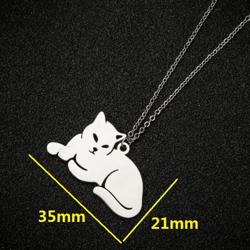 Stainless Steel Titanium Steel Fashion Plating Cat Pendant Necklace display picture 4