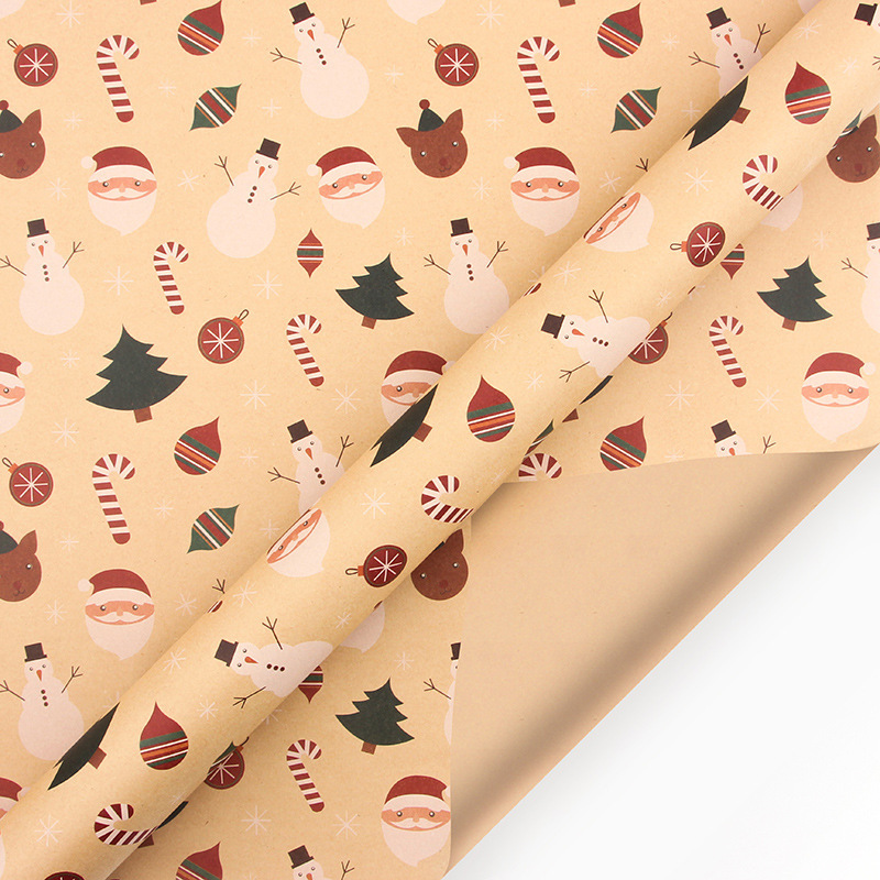 Papel de regalo estilo retro para regalos de Navidad, papel kraft, caja de regalo para fiestas, materiales de embalaje transfronterizos de nuevo estilo.