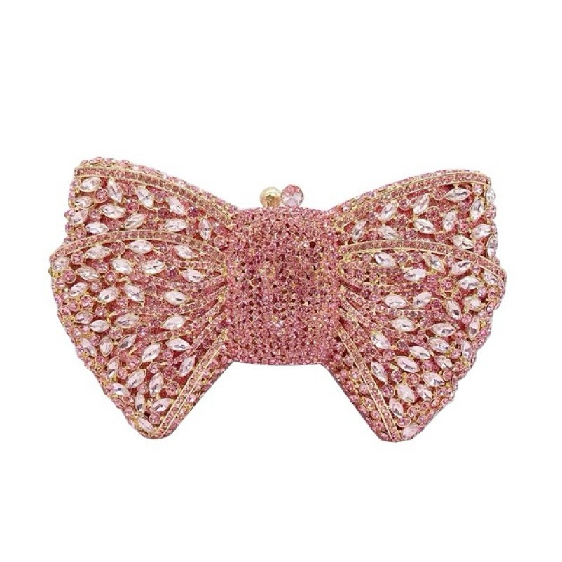 Bow cristal embrague de arco transfronterizo bolsas de cena de diamantes perforadas bolsas de mano de diamantes llenas bolsas de banquete