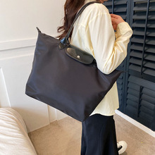 牛津布手提包包女2023新款简约时尚单肩包饺子型大容量撞色托特包
