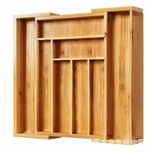 Caja de almacenamiento de cuchillos de bambú Caja de acabado dividida de cuchillo y tenedor retráctil de cocina Caja de almacenamiento de vajilla tipo cajón de cocina