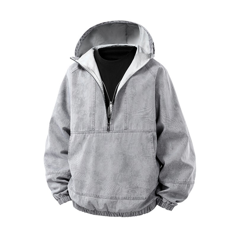 Cross-border wholesale jacket, European size, American style, half-zip, solid color, hooded, tie-dye, ultra-loose sweatshirt