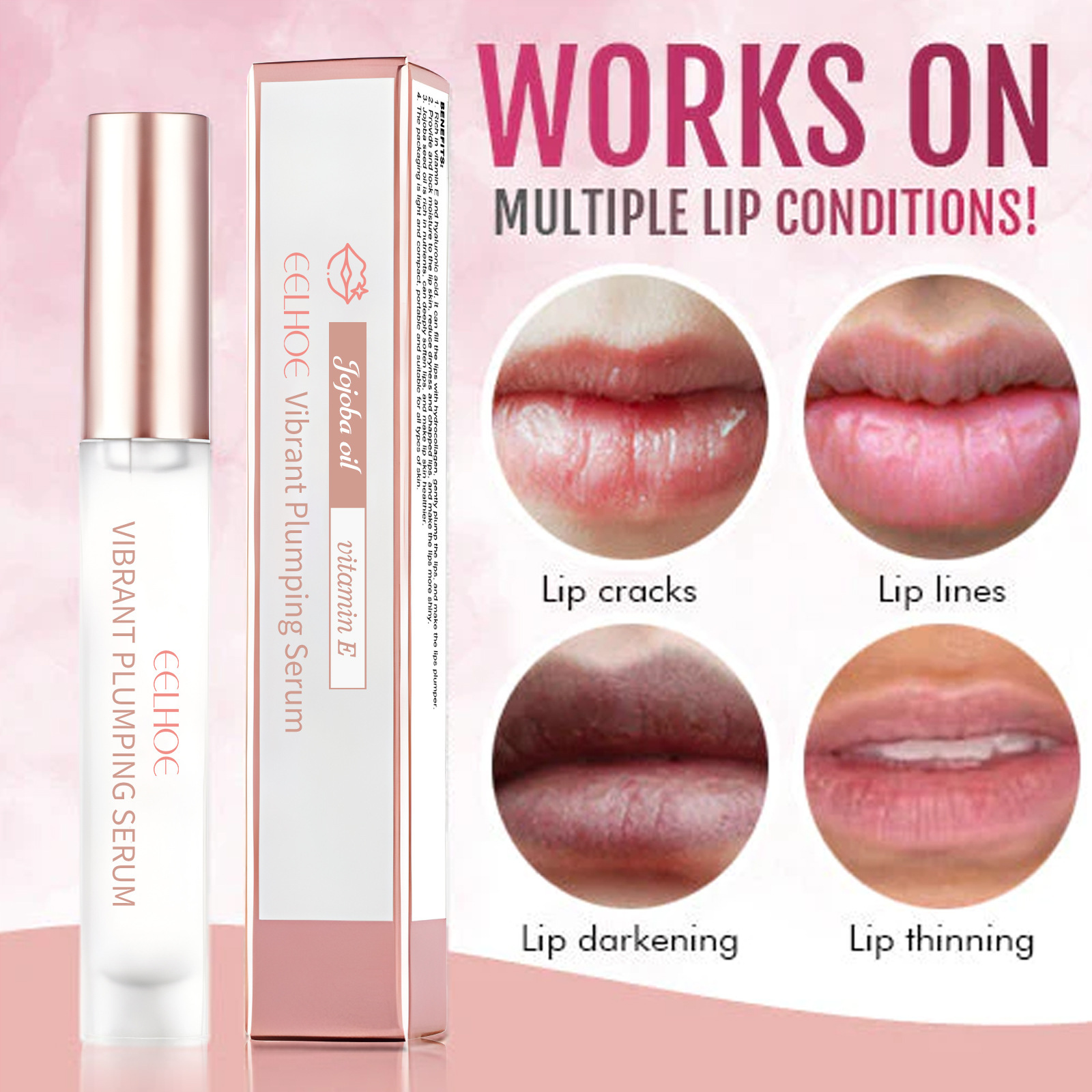 EELHOE Hydrateert, maakt de lippen voller, voorkomt uitdroging, verlicht liplijnen, hydrateert de lippen en verzorgt de huid._voghion.com