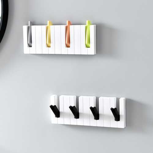 Creative punch-free piano hook for home clothes, hats, bags, umbrella hangers, foldable key hook storage rack