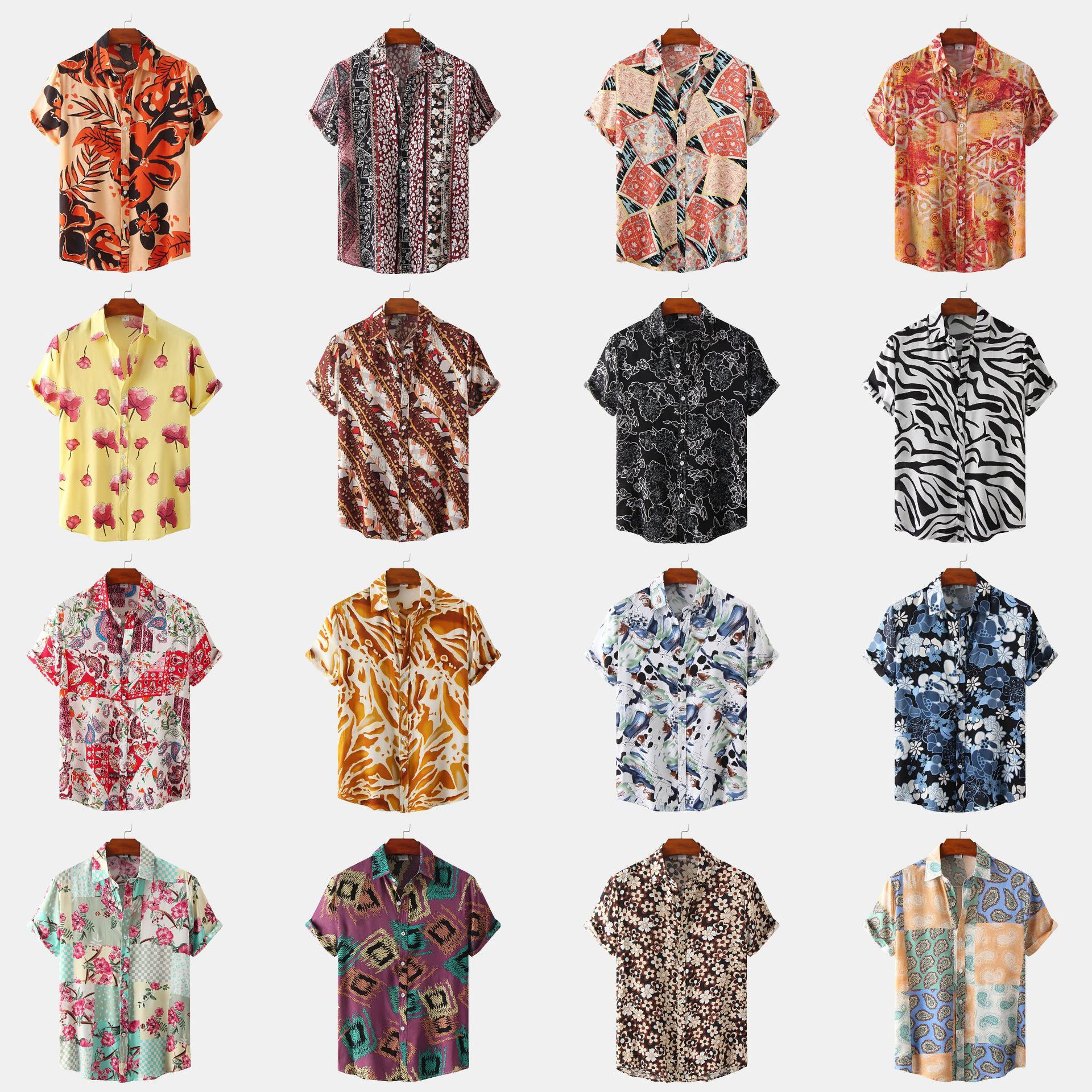 Comercio exterior AliExpress 2022 verano nueva camisa floral impresa de manga corta para hombres Camisa de manga corta para hombres florales europeos y americanos para hombres