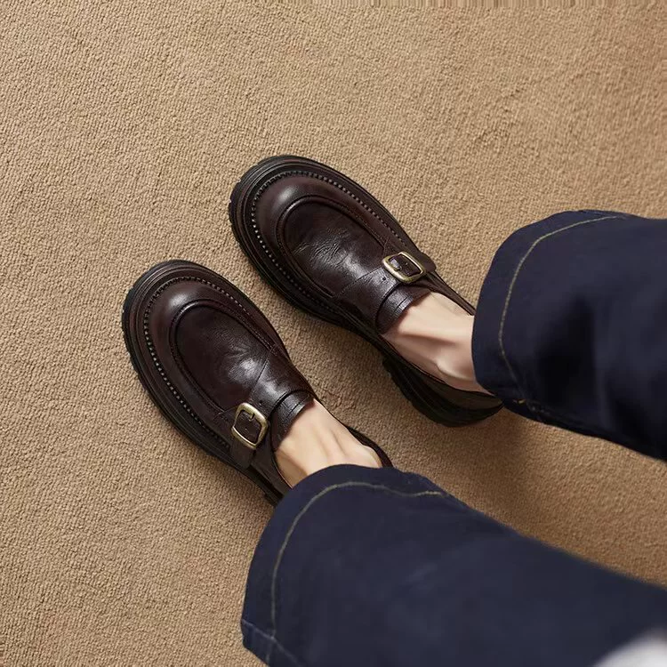 Footwear platform English style for leather shoes, demi-season high shoes, loafers, British style