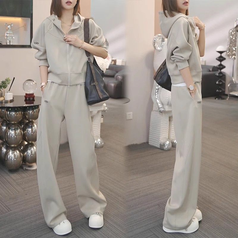 春秋季纯色气质高级感卫衣套装女洋气秋款日常显瘦宽松两件套潮流