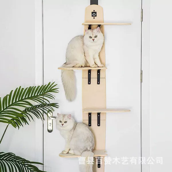 Multi-Layer Cat Climbing Frame Behind Wooden Door, Special Climbing Frame for Big Cats, Pet Cat Climbing Frame, Solid Wood Cat Toy Jumping Platform