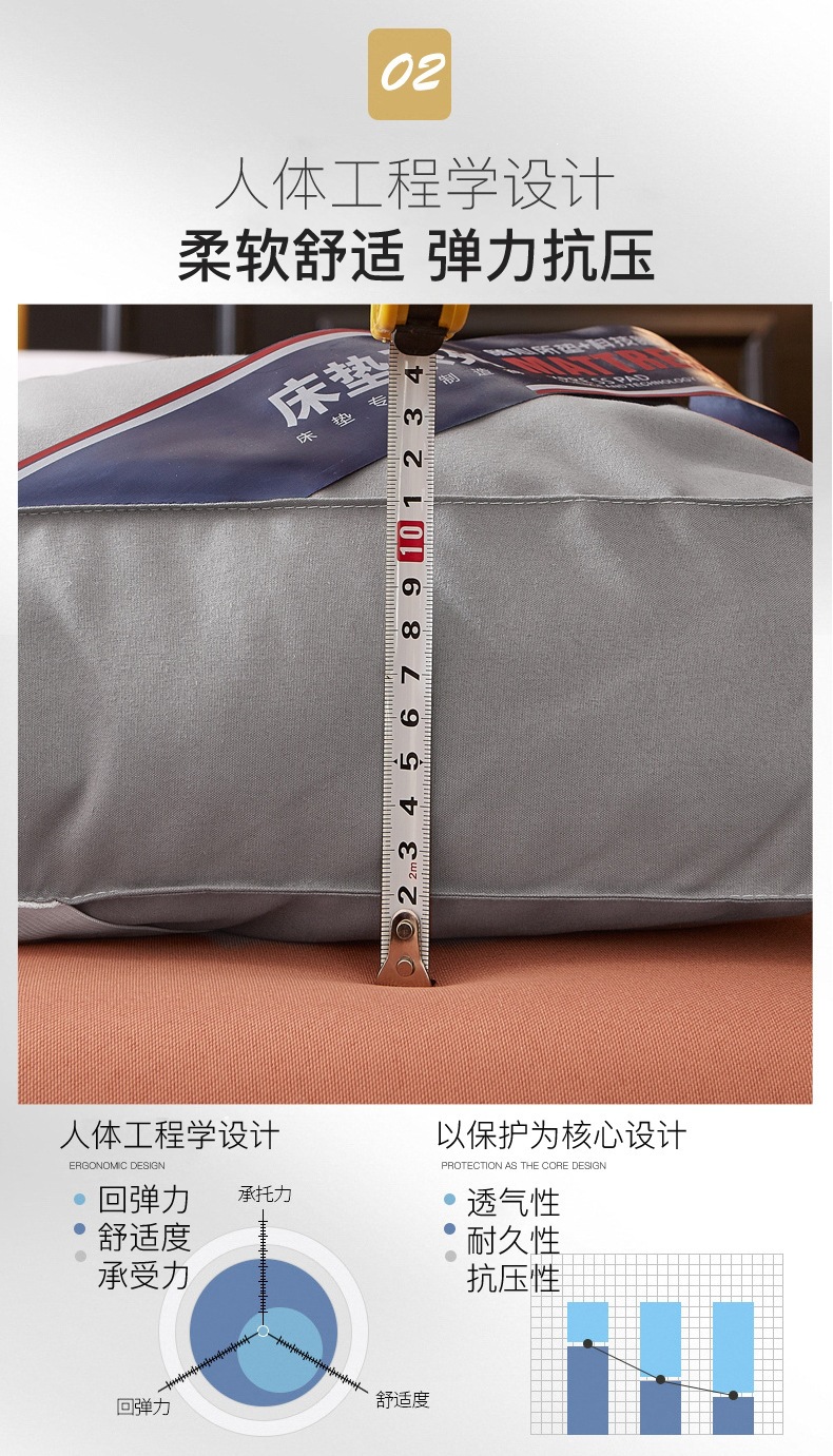 Dormitory Thick Mattress Non-Slip Pad 3D Mattress Double Futon Thick Tatami Mattress Soft Mattress Wholesale