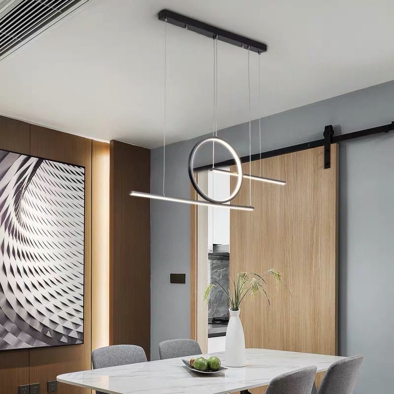 Led Restaurant Chandelier Modern Fashion Simple Long Circle Chandelier Nordic Dining Table Creative Personality Bar Chandelier