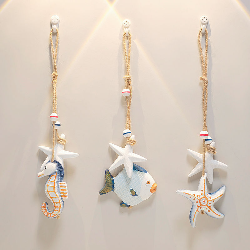 Ocean Style Wall Decoration Wooden Animal Small Hanging String Room Decoration Kindergarten Kidsren's Room Background Wall Pendant