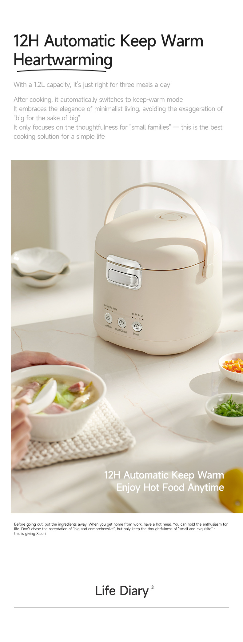 Mini Rice Cooker For Small Households Titanium Liner 1.2 Litre_voghion.com