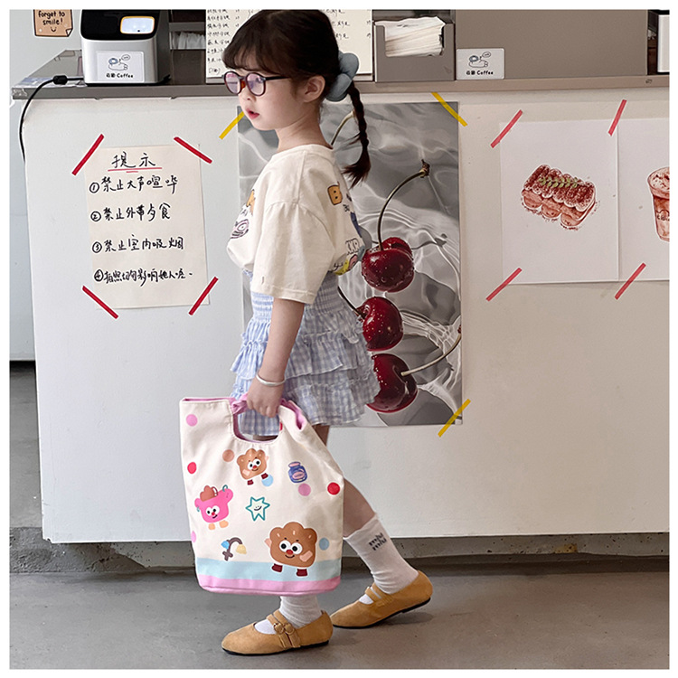 Bolsos de hombro de dibujos animados japoneses para niños y niñas, bolsos de impresión de cuadrillas lindos para bebés, bolsos de gran capacidad para niños