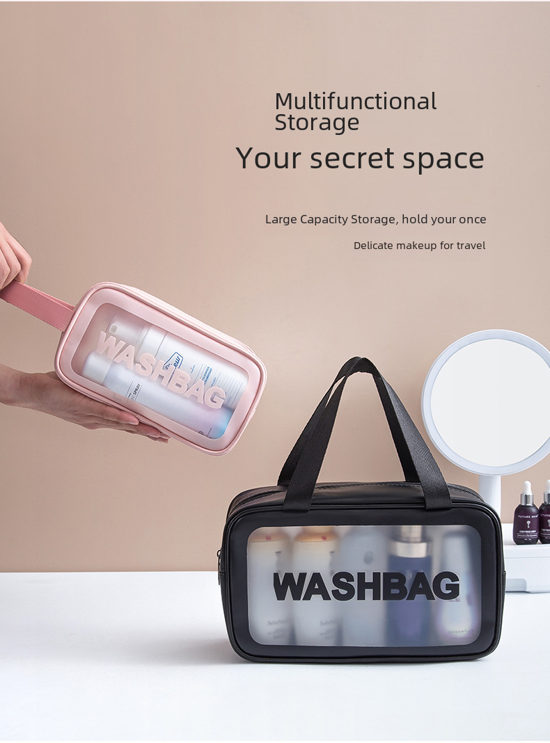 PU frosted waterproof cosmetic bag large capacity high-looking portable cosmetic storage bag wash swimming bag