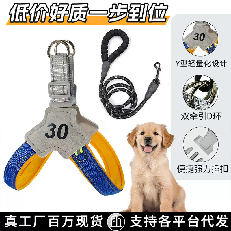 跨境狗狗牵引绳p绳高颜值遛狗狗绳牵引绳胸背新款宠物胸背带批发