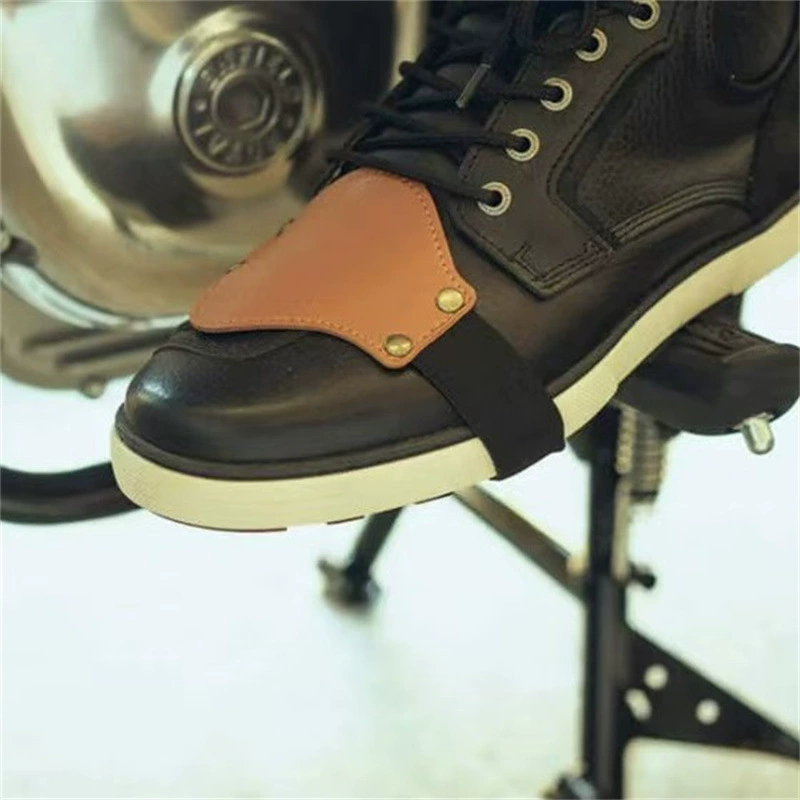 Защитный чехол для рычага переключения передач мотоцикла, европейский ретро кожаный чехол для рычага переключения передач, кожаный чехол для левой обуви, кожаный чехол с защитой от царапин