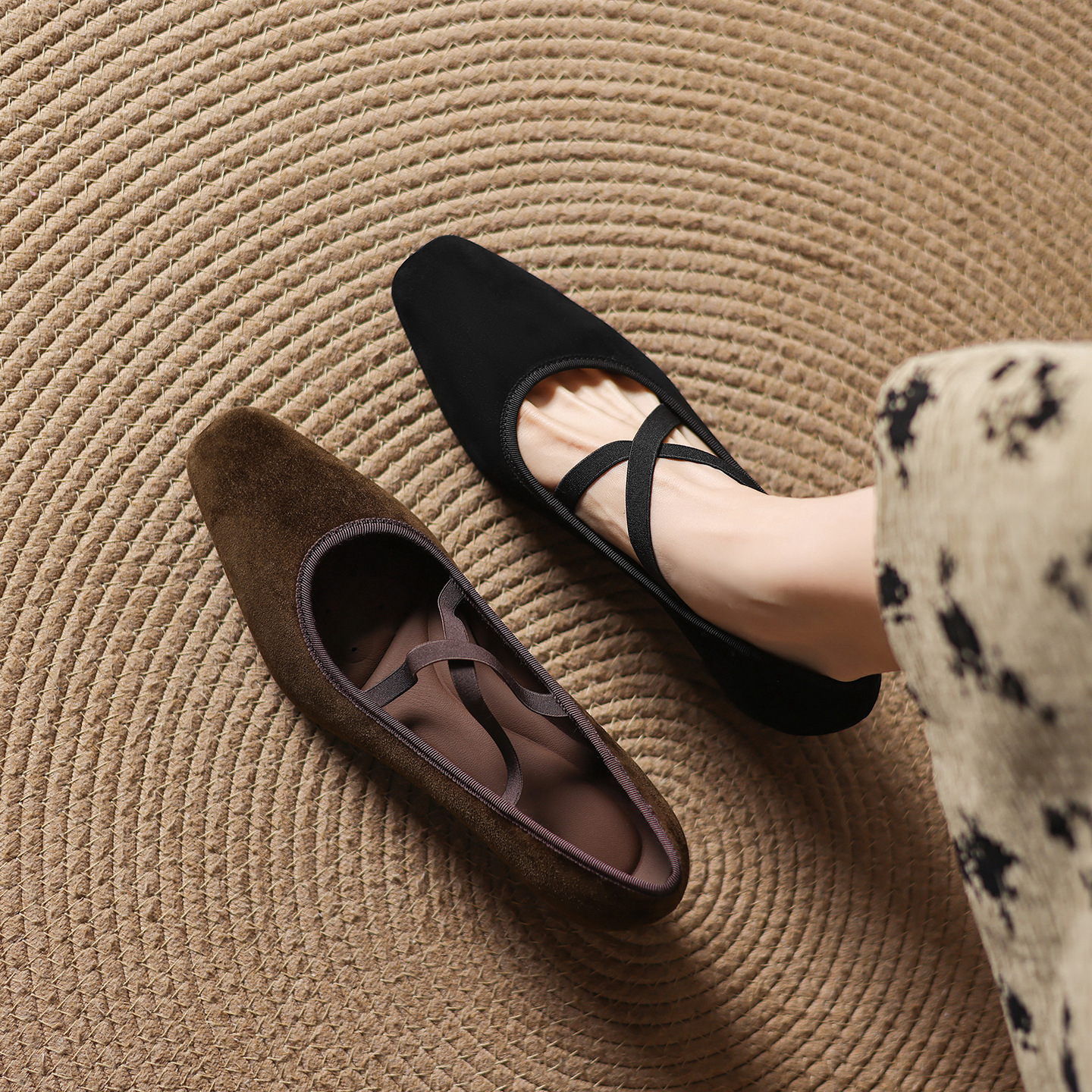 Giày Mary Jane nữ da bò gót vuông 4,5 cm quai ngang khóa — màu nâu