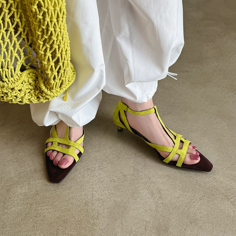 Retro summer fashionable universal sandals, thin strap