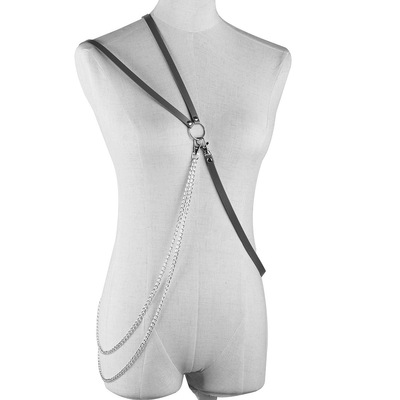 欧美简约朋克皮质身体链背带 夜店蹦迪摇滚性感胸链腰链饰品