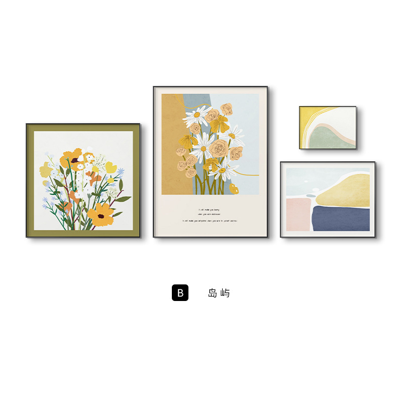 花の暮色北欧の客間の組み合わせはネットの赤い壁面の個性の抽象画のソファーの背景の壁の装飾画を掛けます。