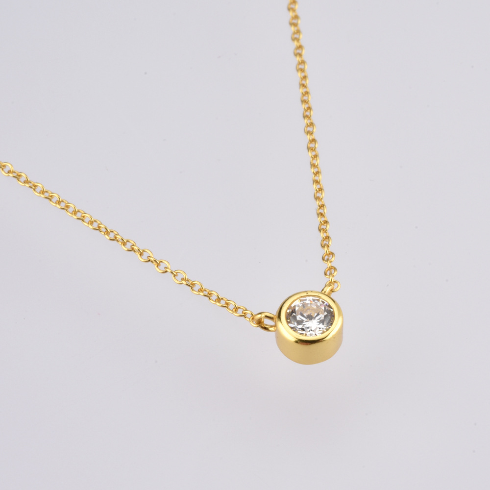 cable chain Chain Type 925 Sterling Silver Zircon Cable Chain Plating Inlay Round Necklace